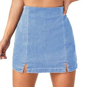 Floerns Women's Casual Split Hem High Waist Denim Skorts Skirt Shorts